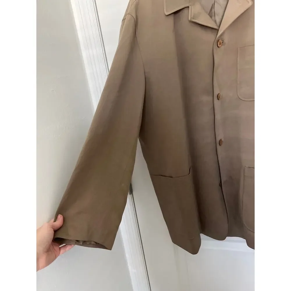 Tommy Bahama Blazer Mens Large Tan Silk 3 Button Sport Coat vintage size
